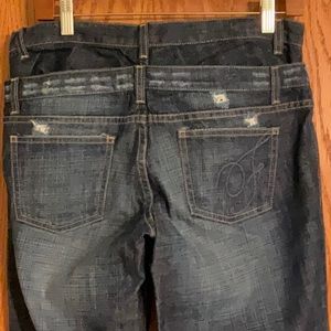 Freedom Jeans Dark Wash Denim Double Waist Peace Sign Rivots